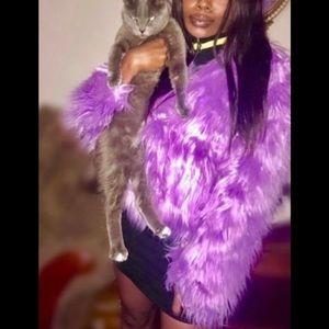 Purple fur coat
